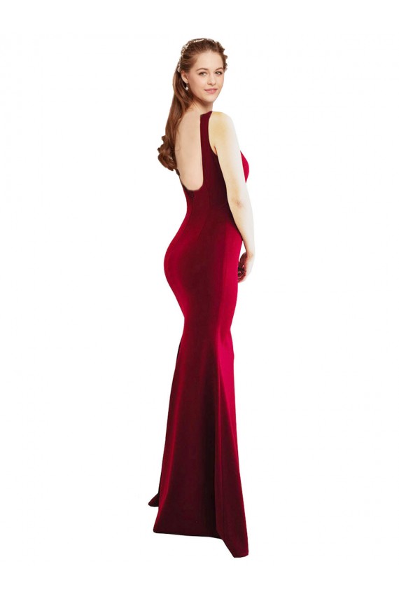Best Square Neckline and Backline Fitted Formal Crepe Bridesmaid Dress / Prom Dress UK