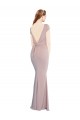 Best Boat Neck Cap Sleeve Formal Crepe Bridesmaid Dress / Prom Dress with Plunging Tie Back UK