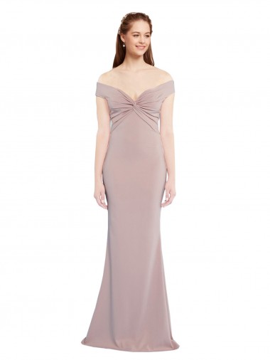 Best Knotted Off the Shoulder Formal Crepe Bridesmaid Dress / Prom Dress with Cut-Out Back UK