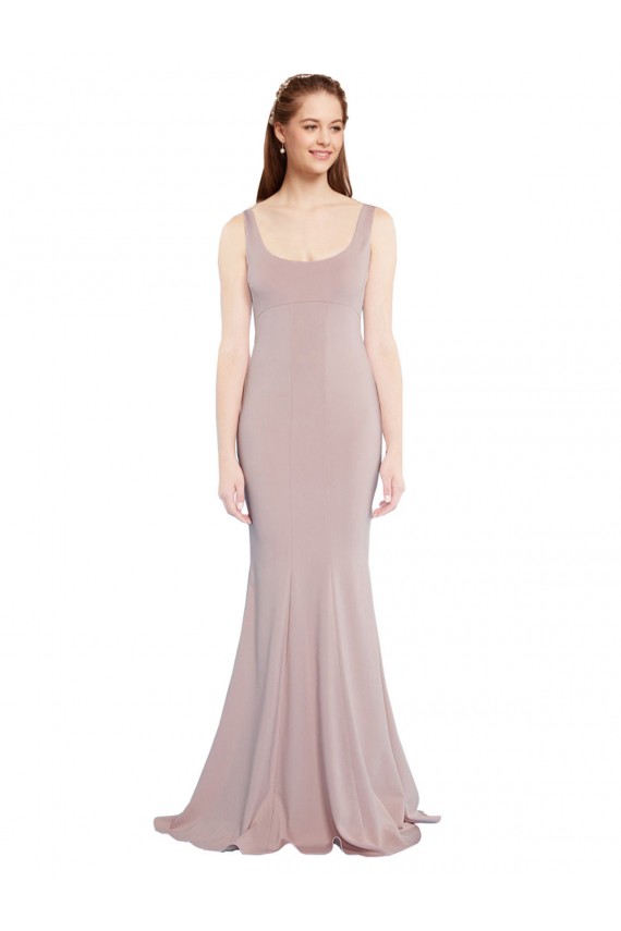 Best Sleeveless Scoop Neck Fully Lined Formal Crepe Bridesmaid Dress / Prom Dress UK