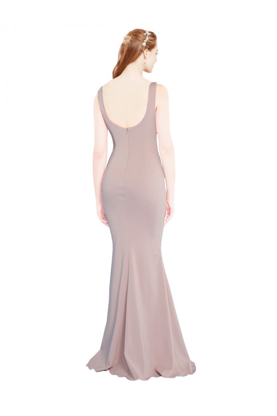 Best Sleeveless Scoop Neck Fully Lined Formal Crepe Bridesmaid Dress / Prom Dress UK