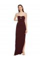 Best Twisted Strapless Keyhole Long Formal Crepe Bridesmaid Dress / Prom Dress with Slit UK