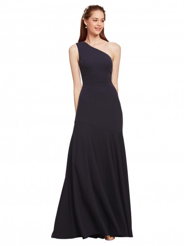 Best Fit and Flare Formal Crepe Bridesmaid Dress / Prom Dress with One Shoulder UK