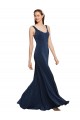 Best Fit and Flare Long Formal Crepe Bridesmaid Dress / Prom Dress with Round Neck UK