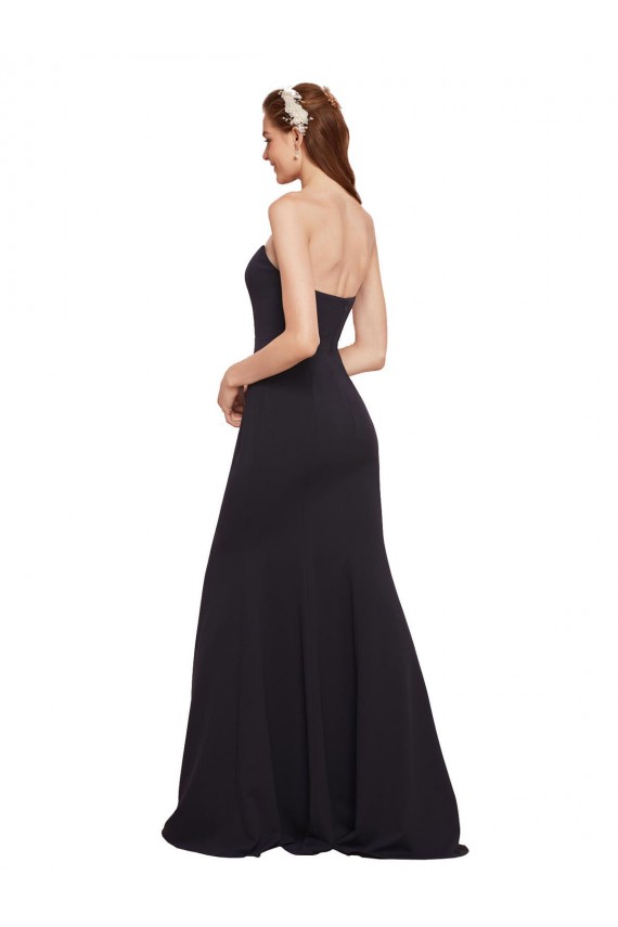 Best Strapless Bodycon Long Formal Crepe Bridesmaid Dress / Prom Dress with High Slit UK