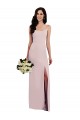Best Spaghetti Strap V Back Formal Crepe Bridesmaid Dress / Prom Dress with Front Slit UK