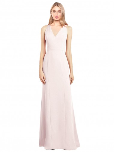 Best V-Neck Keyhole Back Crepe Trumpet Bridesmaid Dress / Prom Dress UK