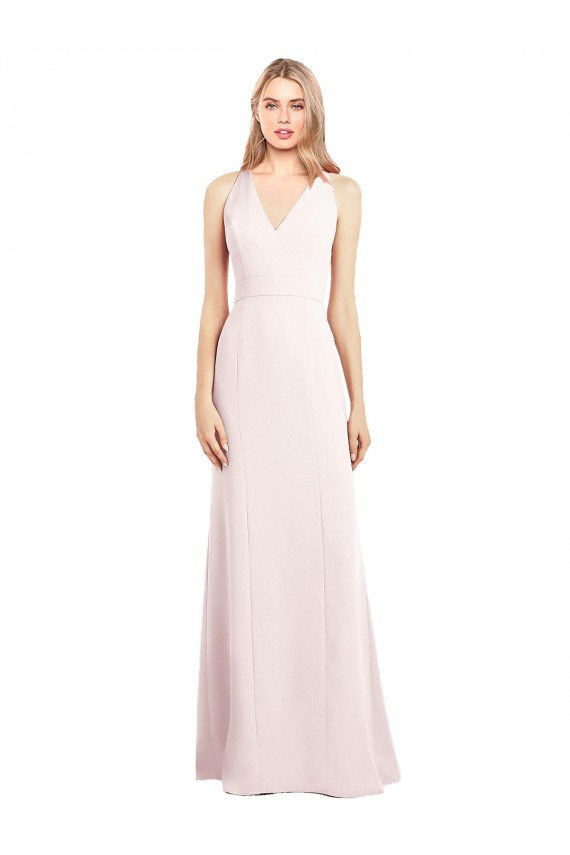 Best V-Neck Keyhole Back Crepe Trumpet Bridesmaid Dress / Prom Dress UK
