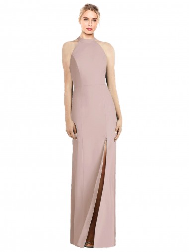 Best High Neck Cutout Halter Trumpet Bridesmaid Dress UK
