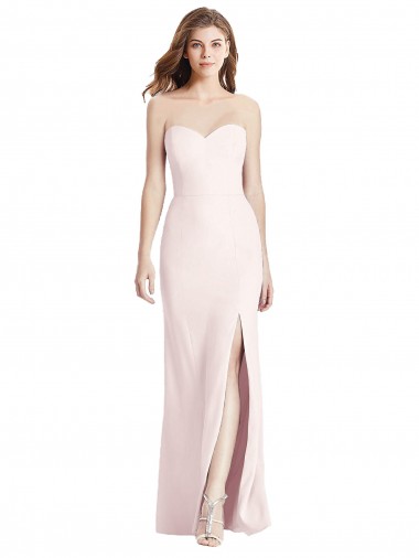 Best Strapless Crepe Trumpet Bridesmaid Dress / Prom Dress with Front Slit UK