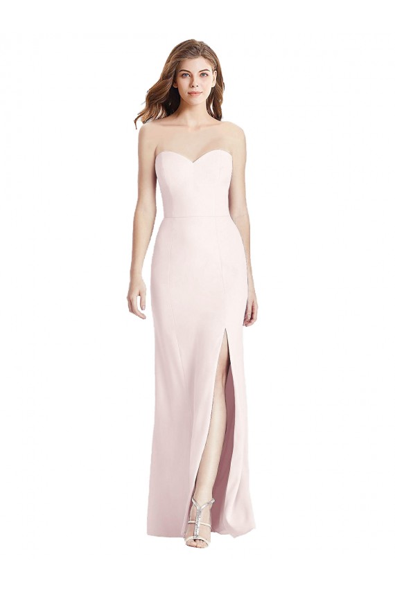 Best Strapless Crepe Trumpet Bridesmaid Dress / Prom Dress with Front Slit UK