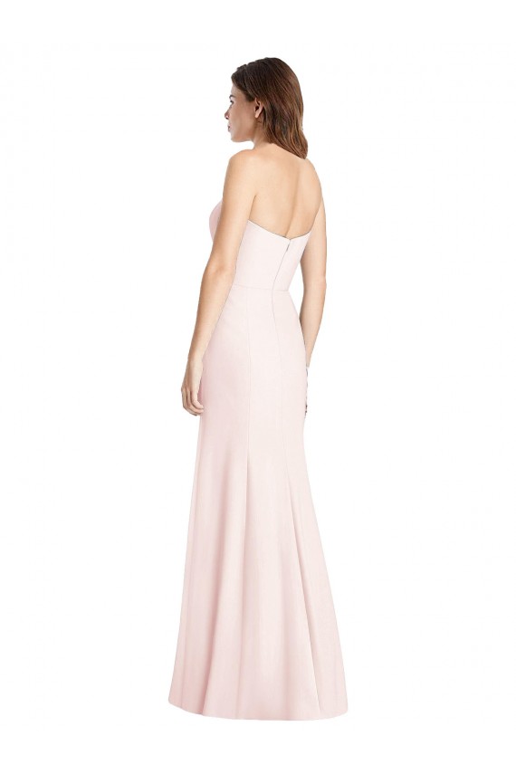 Best Strapless Crepe Trumpet Bridesmaid Dress / Prom Dress with Front Slit UK