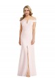 Best Off the Shoulder Notch Trumpet Formal Crepe Bridesmaid Dress / Prom Dress with Front Slit UK