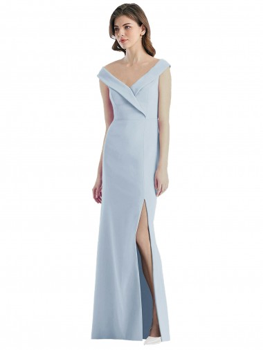 Best Romantic Off the Shoulder Long Maxi Bridesmaid Dress with Side Slit UK