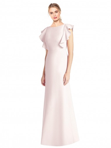 Best Ruffle Cap Sleeves Open Back Trumpet Bridesmaid Dress / Prom Dress UK