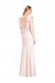 Best Ruffle Cap Sleeves Open Back Trumpet Bridesmaid Dress / Prom Dress UK