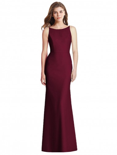 Best Open Cowl Back Bateau Neck Trumpet Bridesmaid Dress UK