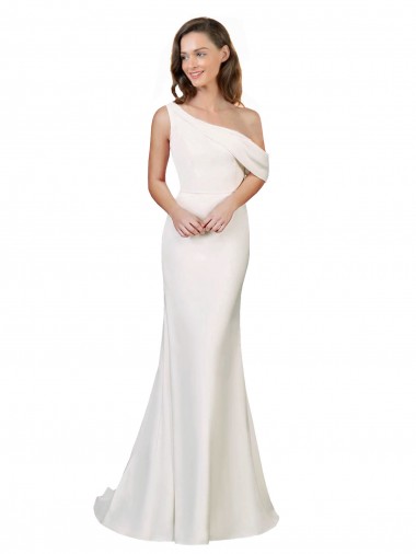 Best One Shoulder Formal Crepe Bridesmaid Dress / Prom Dress with Draped Off the Shoulder Strap UK