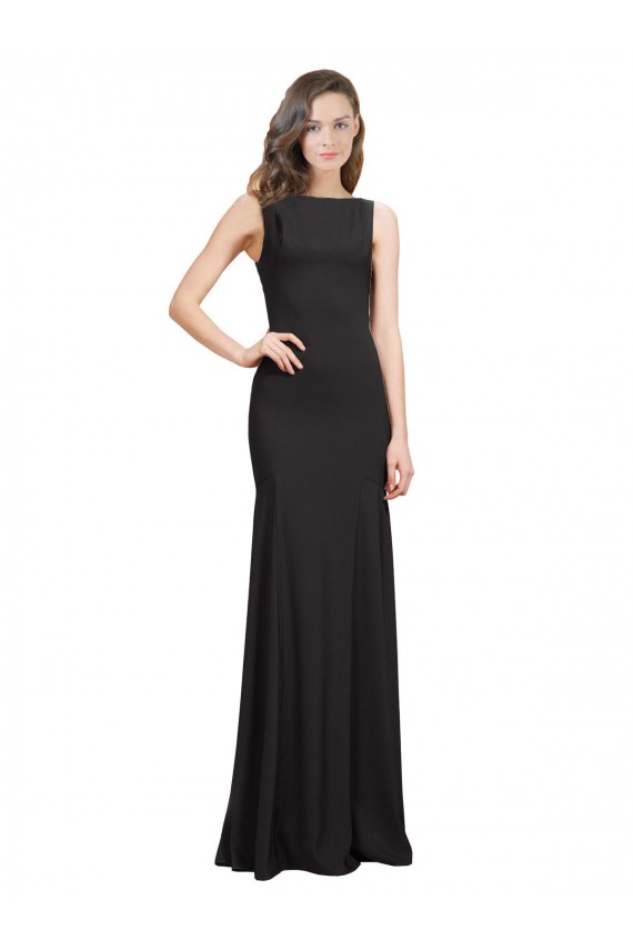 Best Sleeveless Bateau Neckline Crepe Bridesmaid Dress / Prom Dress with Twist Back UK