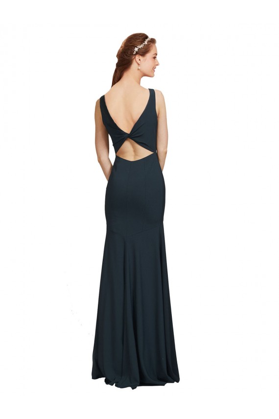 Best Sleeveless Bateau Neckline Crepe Bridesmaid Dress / Prom Dress with Twist Back UK