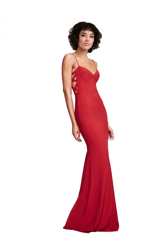 Best Spaghetti Strap Slip Neckline Formal Crepe Bridesmaid Dress / Prom Dress UK
