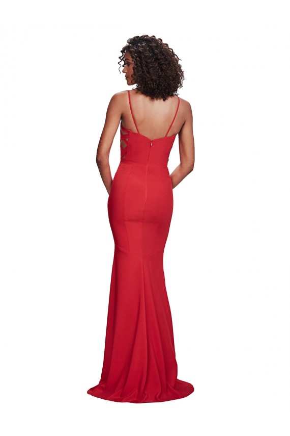 Best Spaghetti Strap Slip Neckline Formal Crepe Bridesmaid Dress / Prom Dress UK
