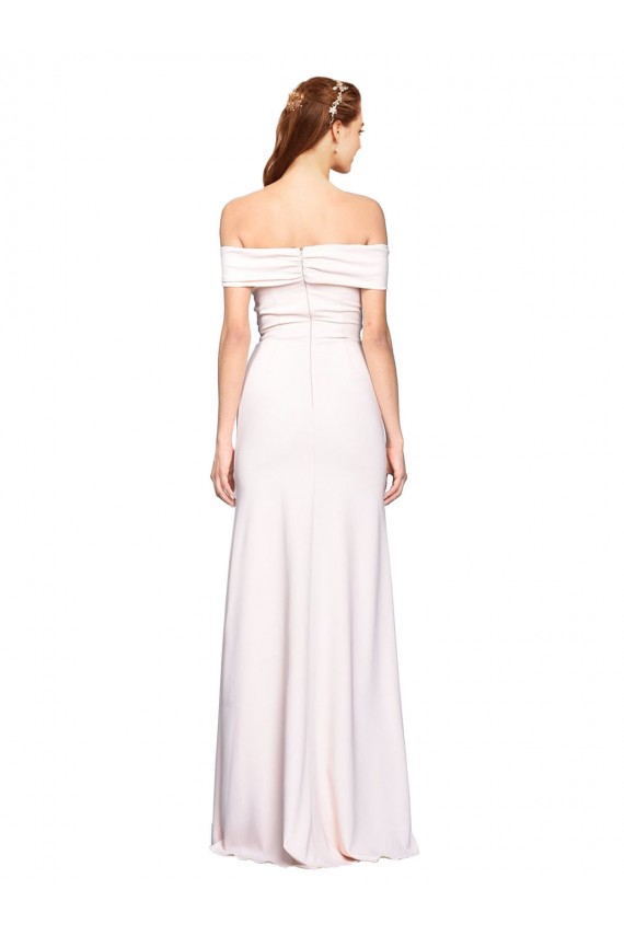 Best Criss Cross Off the Shoulder Formal Crepe Bridesmaid Dress / Prom Dress with Side Slit UK