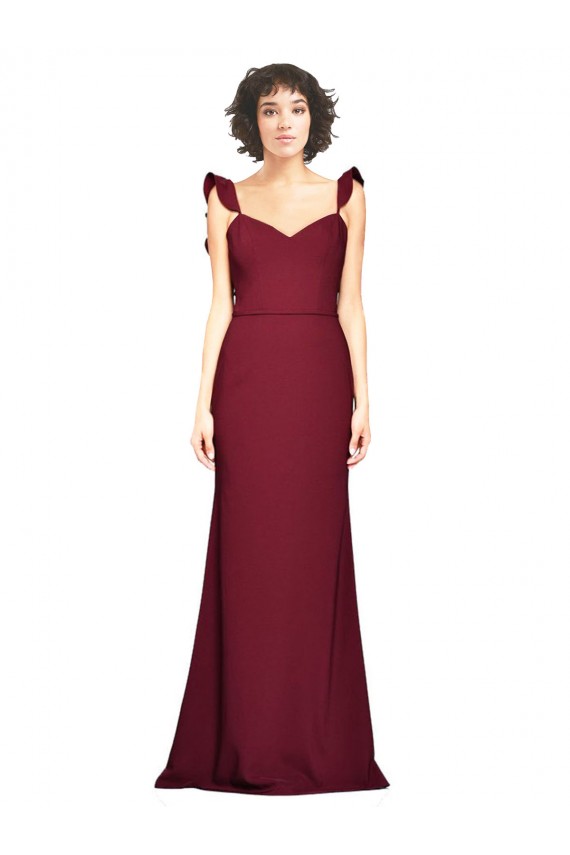 Best Crepe Slip Bridesmaid Dress / Prom Dress with Ruffled Straps UK