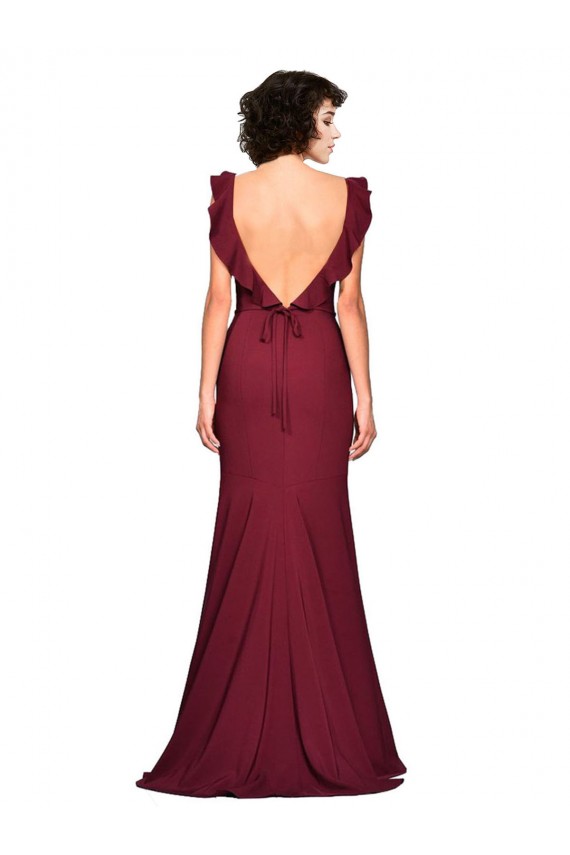 Best Crepe Slip Bridesmaid Dress / Prom Dress with Ruffled Straps UK
