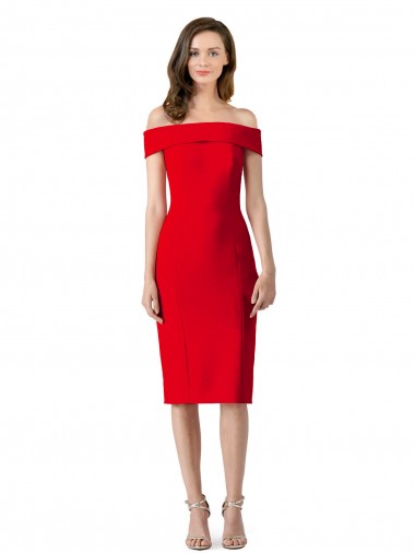 Best Off the Shoulder Square Neck Cocktail Length Bridesmaid Dress / Prom Homecoming Dress UK