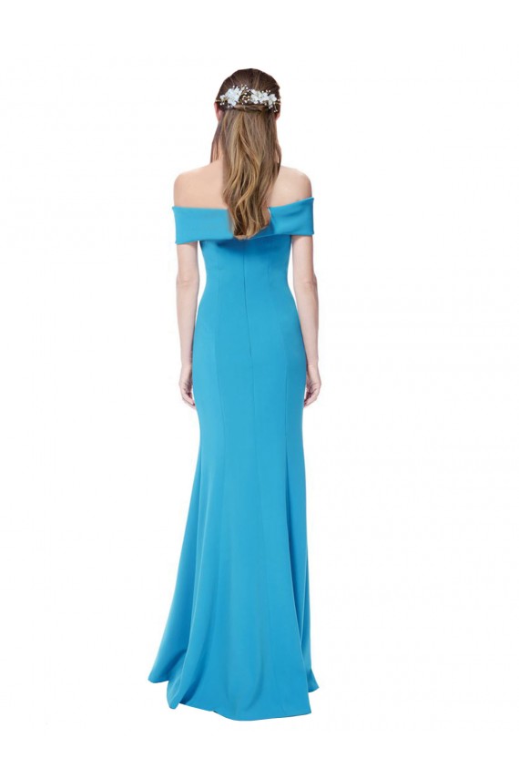 Best Off the Shoulder Formal Crepe Bridesmaid Dress / Prom Dress with Fitted Silhouette UK