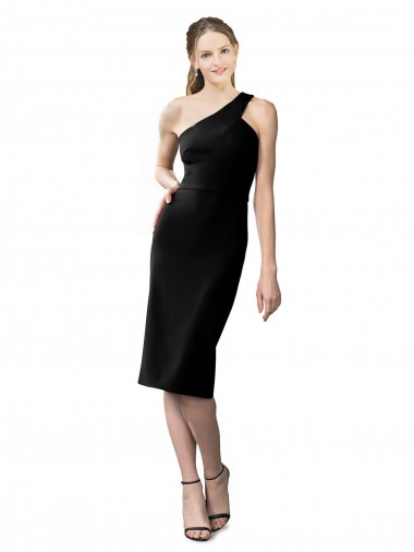Best One Shoulder Short Formal Crepe Cocktail Length Bridesmaid Dress / Prom Homecoming Dress UK