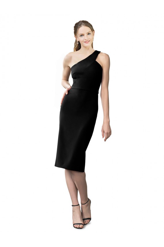 Best One Shoulder Short Formal Crepe Cocktail Length Bridesmaid Dress / Prom Homecoming Dress UK