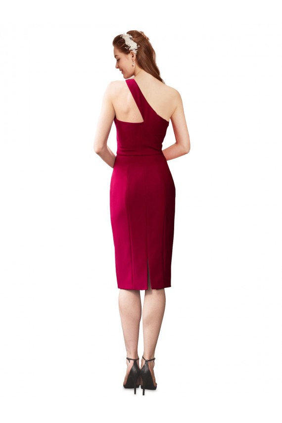 Best One Shoulder Short Formal Crepe Cocktail Length Bridesmaid Dress / Prom Homecoming Dress UK