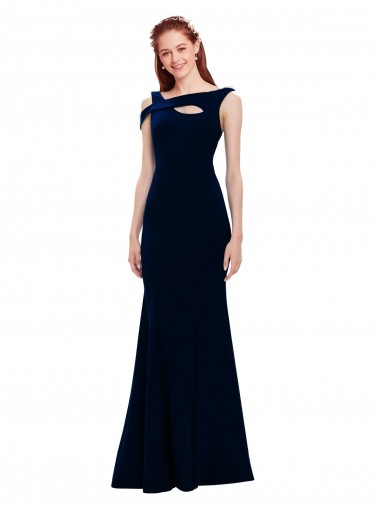 Best Sleeveless Formal Crepe Mermaid Bridesmaid Dress / Prom Dress with Side Slit UK