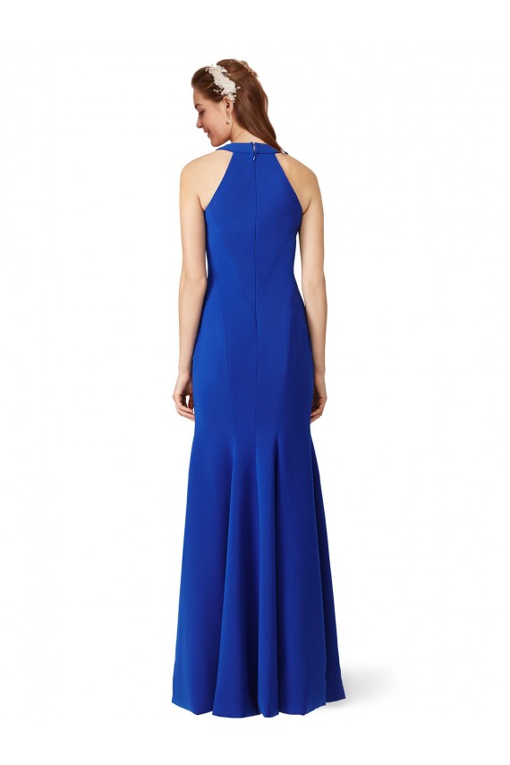 Best Halter V-Neck Long A-Line Formal Crepe Bridesmaid Dress / Prom Dress UK