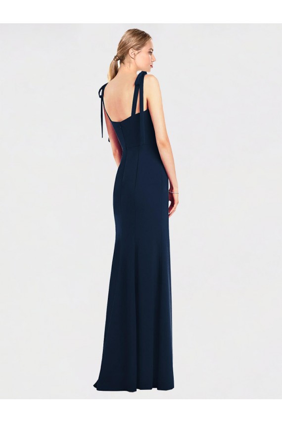 Best Flat Tie Shoulder Crepe Trumpet Bridesmaid Dress / Prom Dress with Front Slit UK