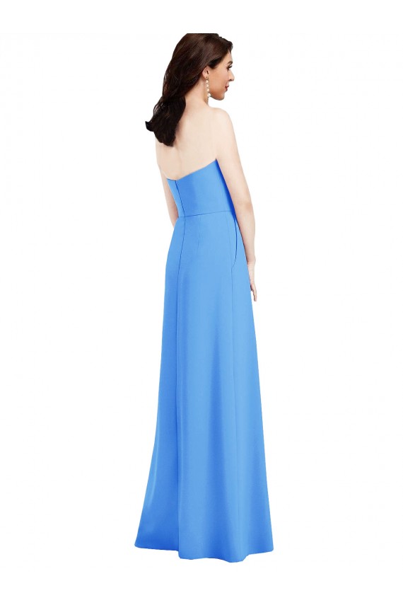 Best Strapless Pleated Skirt Crepe Bridesmaid Dress / Prom Dress with Pockets UK