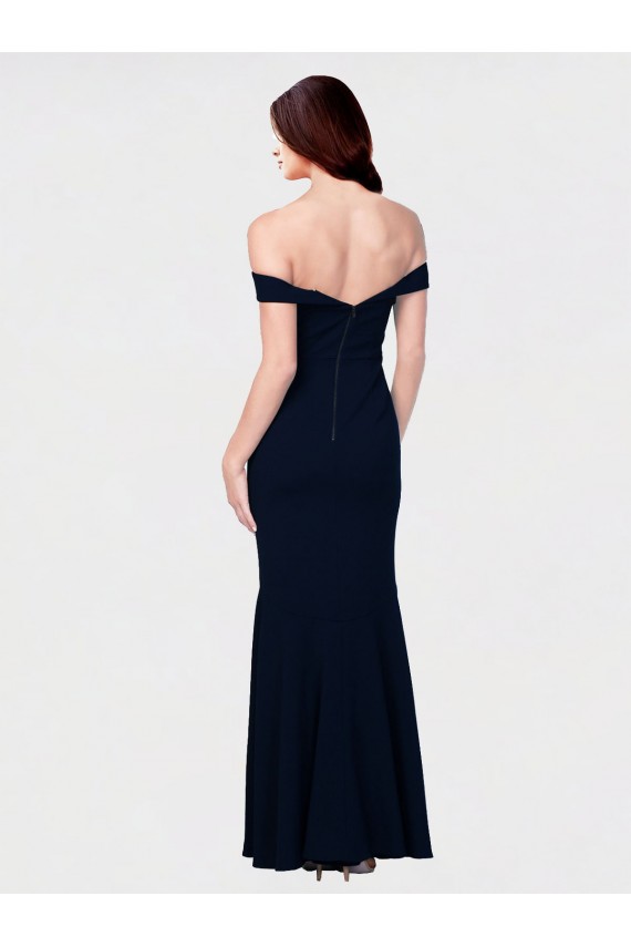 Best Mermaid Off the Shoulder Long Formal Crepe Bridesmaid Dress / Prom Dress with Low Back UK
