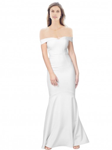 Best Mermaid Off the Shoulder Long Formal Crepe Bridesmaid Dress / Prom Dress with Low Back UK