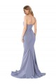 Best Long Strapless Sweetheart Sweep Train Formal Crepe Bridesmaid Dress / Prom Dress with Low Back UK