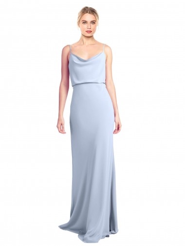 Best Feminine Cowl Neck Slim Floor Length Stretch Formal Crepe Bridesmaid Dress / Prom Dress UK