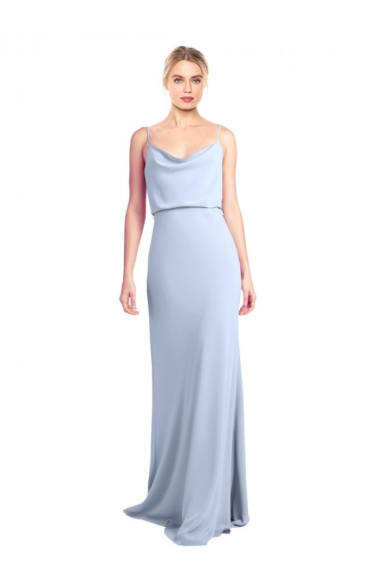Best Feminine Cowl Neck Slim Floor Length Stretch Formal Crepe Bridesmaid Dress / Prom Dress UK