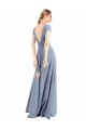 Best Plunging V-Neck Cap Sleeves Stretch Crepe Bridesmaid Dress / Prom Dress with Front Slit UK