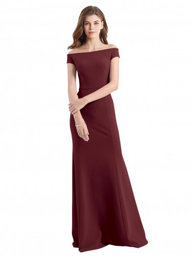 Best Off the Shoulder Fit and Flare Stretch Crepe Bridesmaid Dress / Prom Dress UK