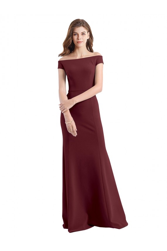 Best Off the Shoulder Fit and Flare Stretch Crepe Bridesmaid Dress / Prom Dress UK