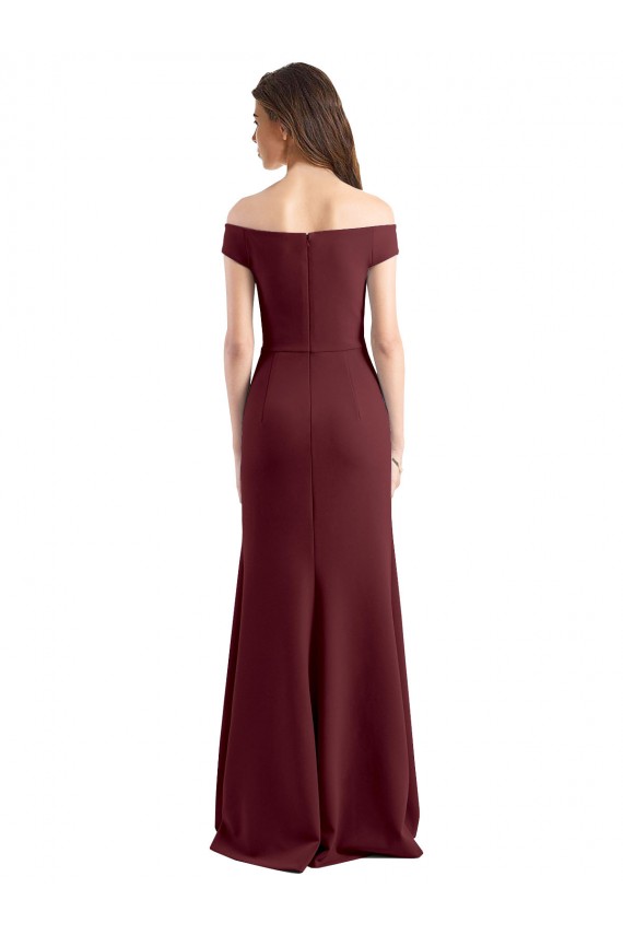 Best Off the Shoulder Fit and Flare Stretch Crepe Bridesmaid Dress / Prom Dress UK