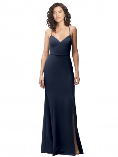 Best Sweetheart Fit and Flare Stretch Formal Crepe Bridesmaid Dress / Prom Dress with Side Slit and Strappy Back UK