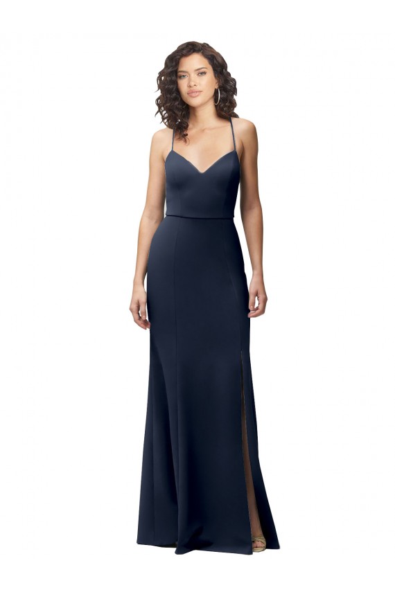 Best Sweetheart Fit and Flare Stretch Formal Crepe Bridesmaid Dress / Prom Dress with Side Slit and Strappy Back UK