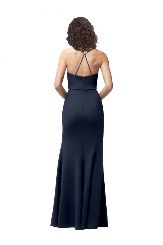 Best Sweetheart Fit and Flare Stretch Formal Crepe Bridesmaid Dress / Prom Dress with Side Slit and Strappy Back UK